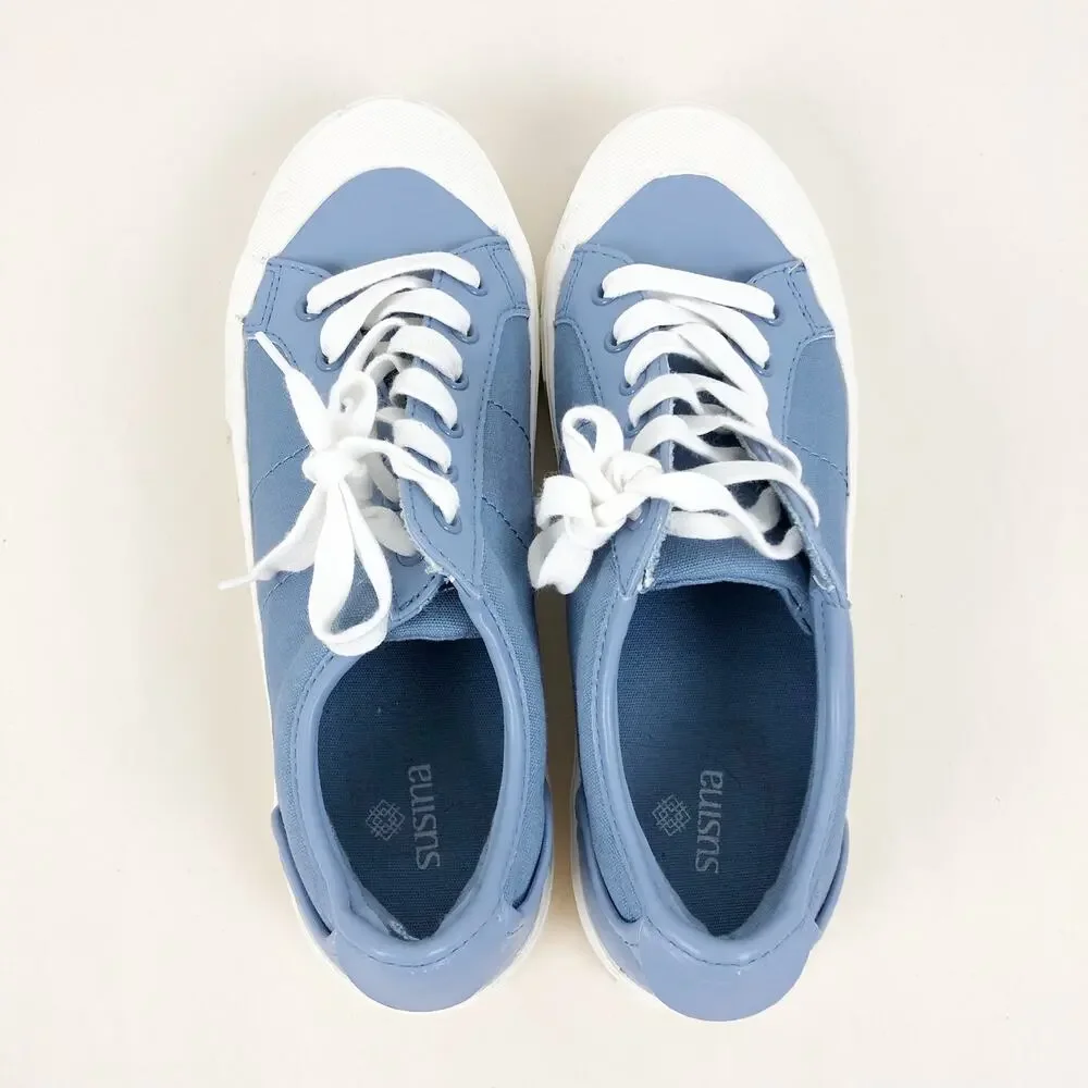 Susina Womens Fashion Sneakers Size 8M Blue Round Toe Low Top Lace Up Shoes